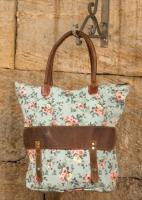 EGGSHELL BLUE  & FLORAL TOTE