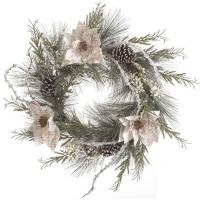 BIRCH POINSETTIA WREATH 24"