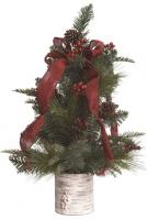 24" TREE WITH BURGUNDY RIBBON