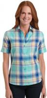 WOMENS PLAID SHIRT ORCHID/BLUE M