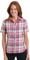 WOMENS PLAID SHIRT WHT/VELVET L