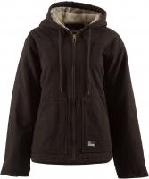 LADIES HOODED SHERP COAT BRWN XL