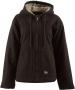 LADIES HOODED SHERPA COAT BRWN M